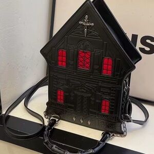 Gothic Victorian Mansion Purse Crossbody Bag Red/Black Halloween Horror,Killstar